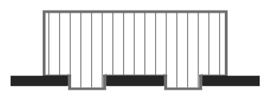 Balcony floor with two inversed doorsteps